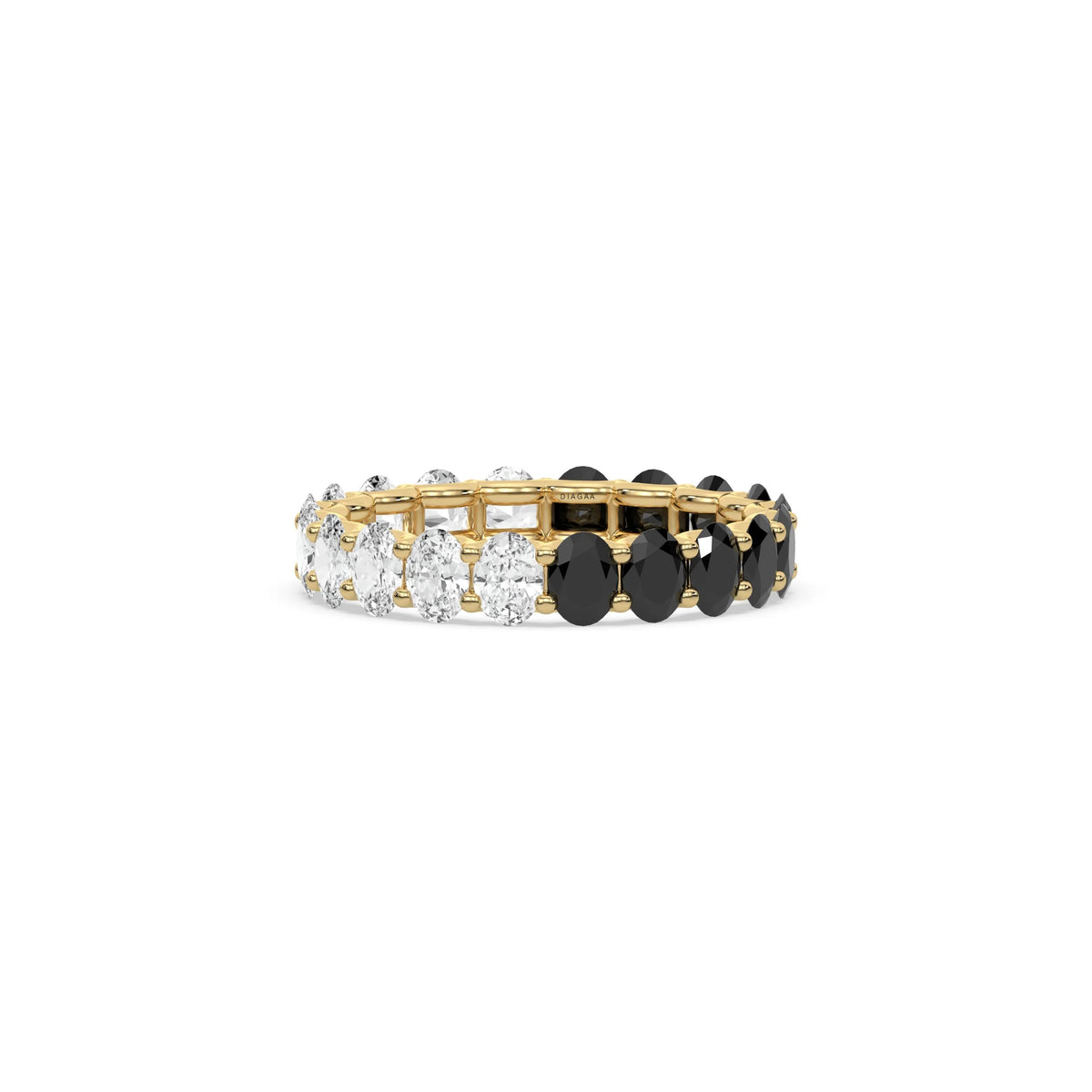 14K Yellow Gold Oval Diamond Half and Half Full Eternity Ring
