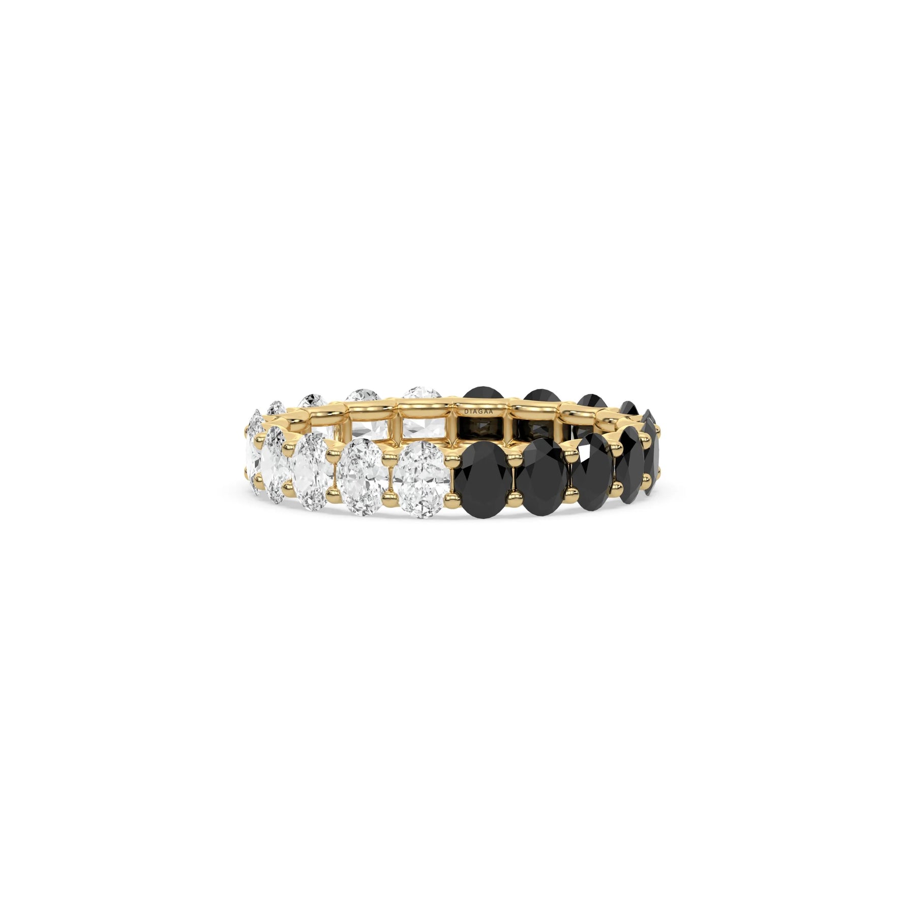 14K Yellow Gold Oval Diamond Half and Half Full Eternity Ring