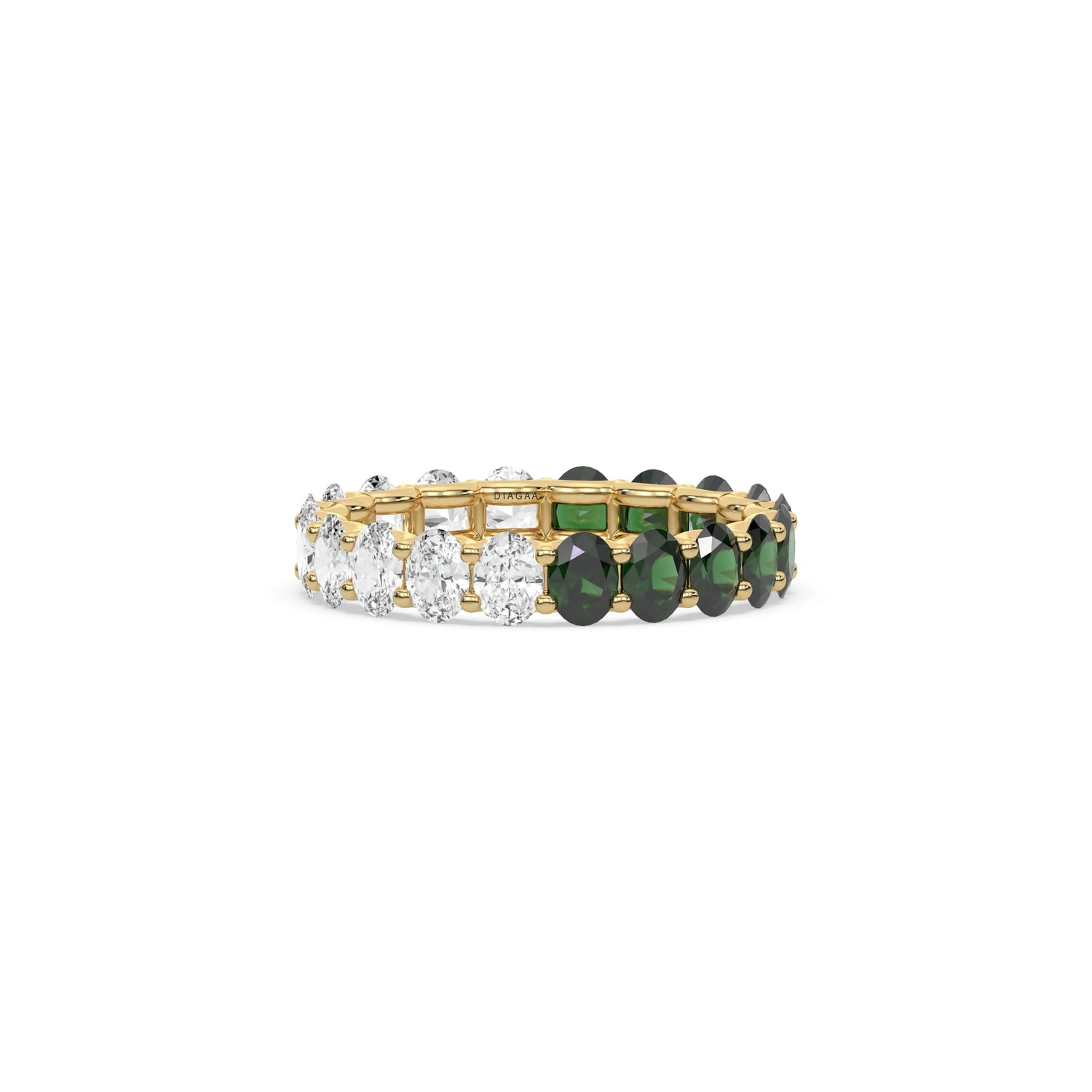 4.20 CT Oval Lab Emerald and Lab Diamond Alternating Full Eternity Ring