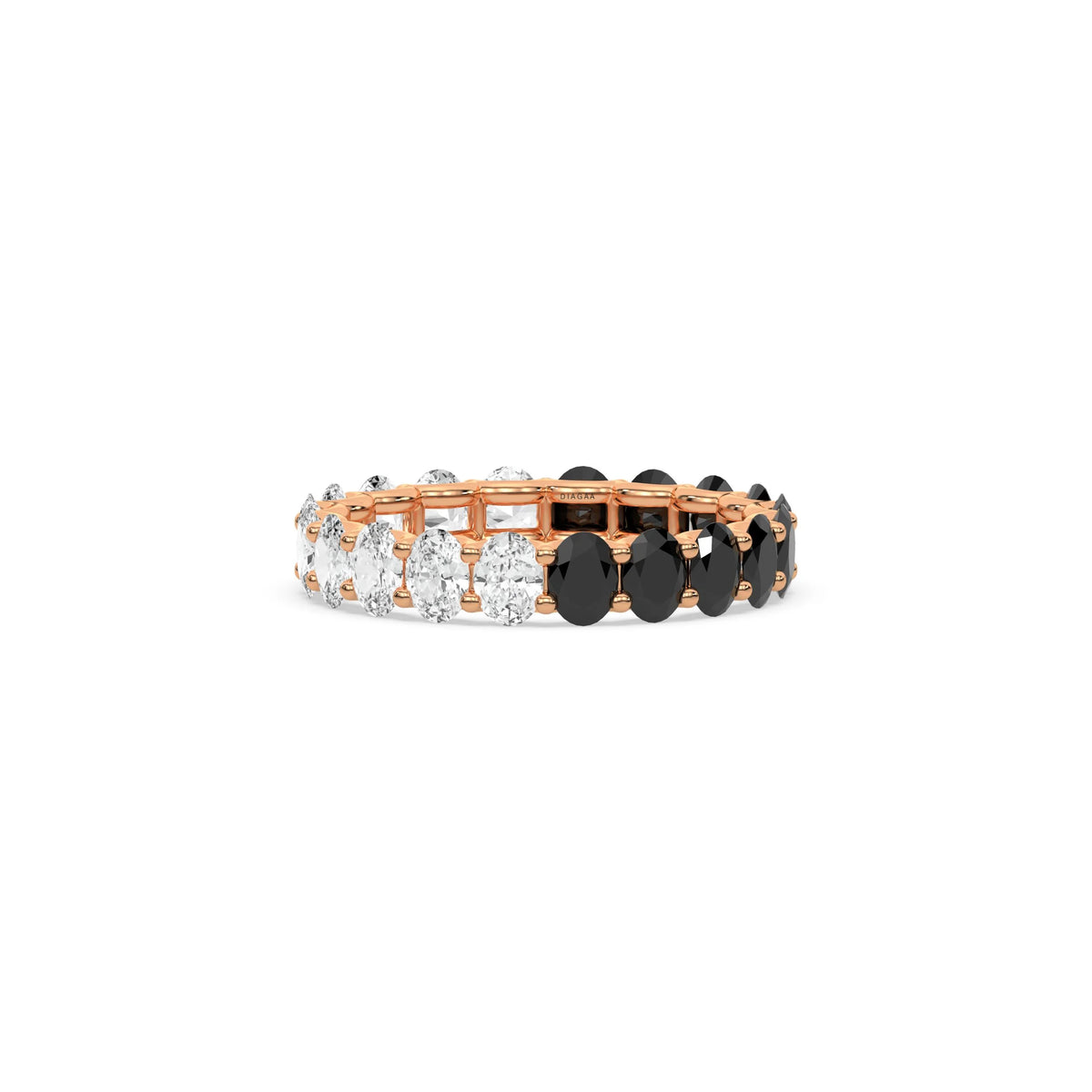 18K Rose Gold Oval Diamond Half and Half Eternity Ring