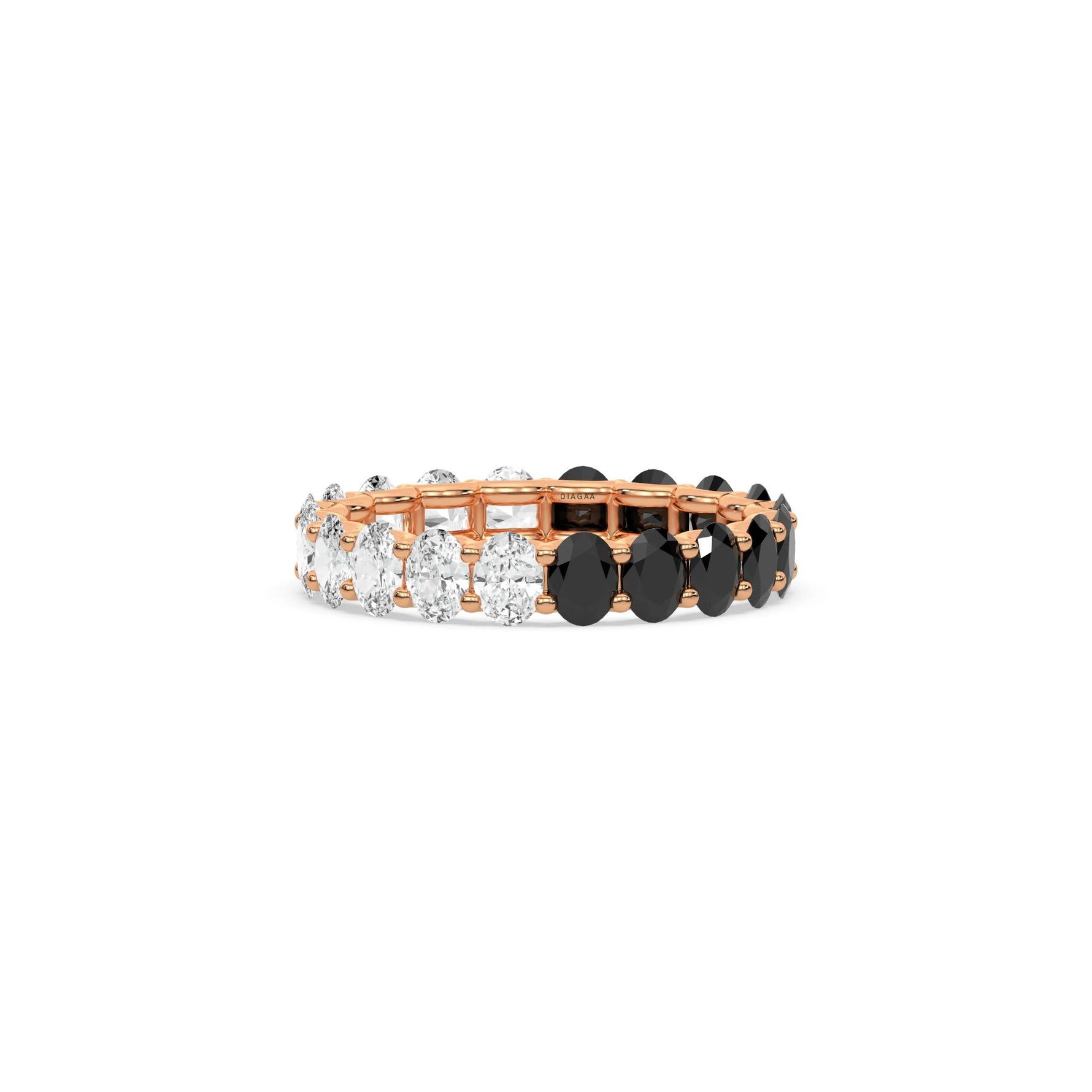 18K Rose Gold Oval Diamond Half and Half Eternity Ring