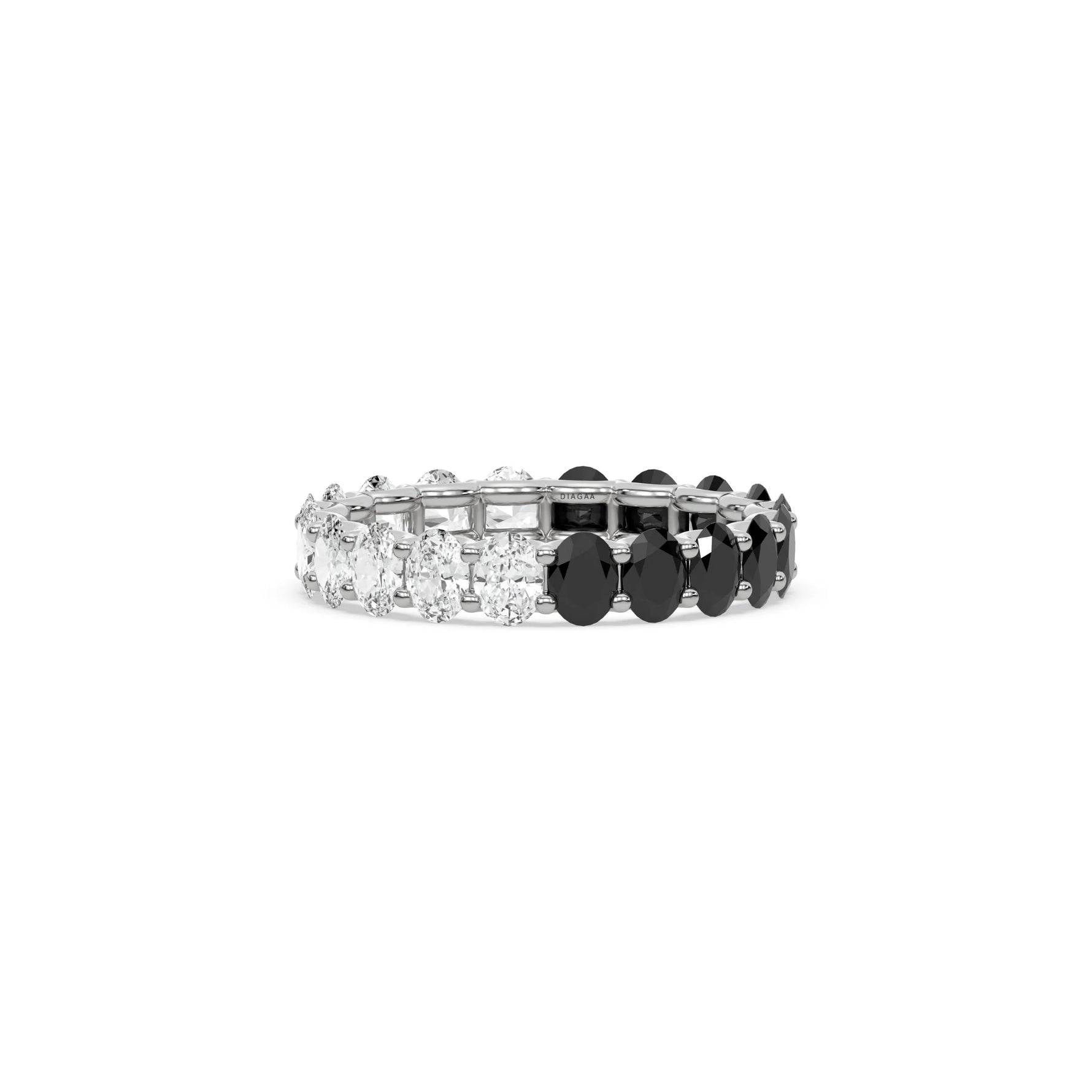 14K White Gold Oval Diamond Half and Half Eternity Ring