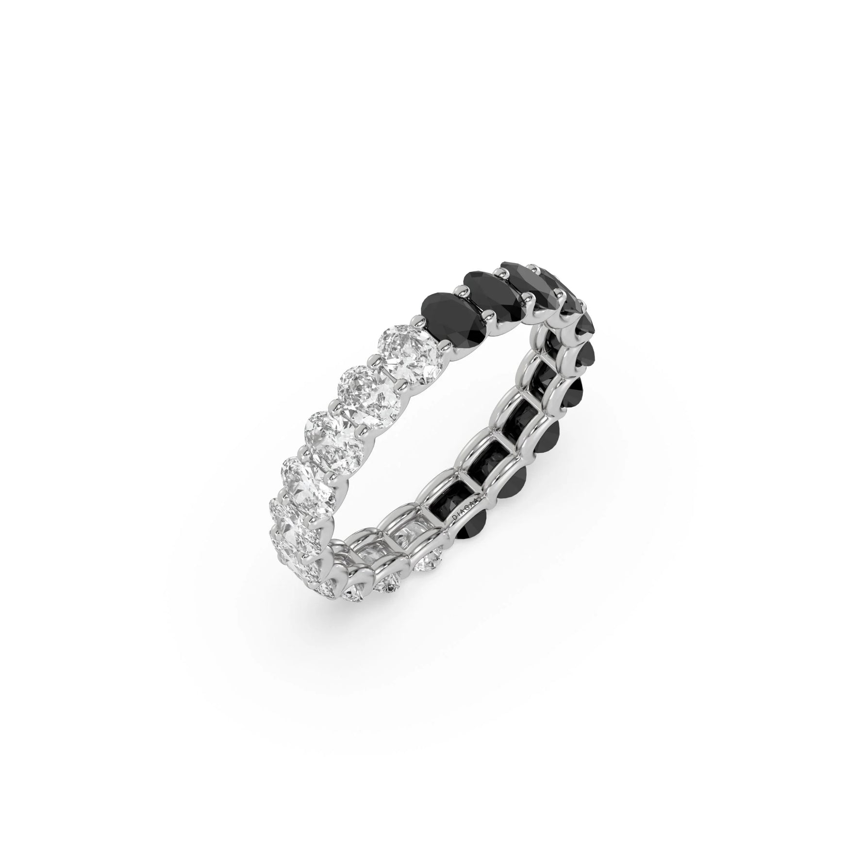 10K White Gold Oval Diamond Half and Half Full Eternity Ring