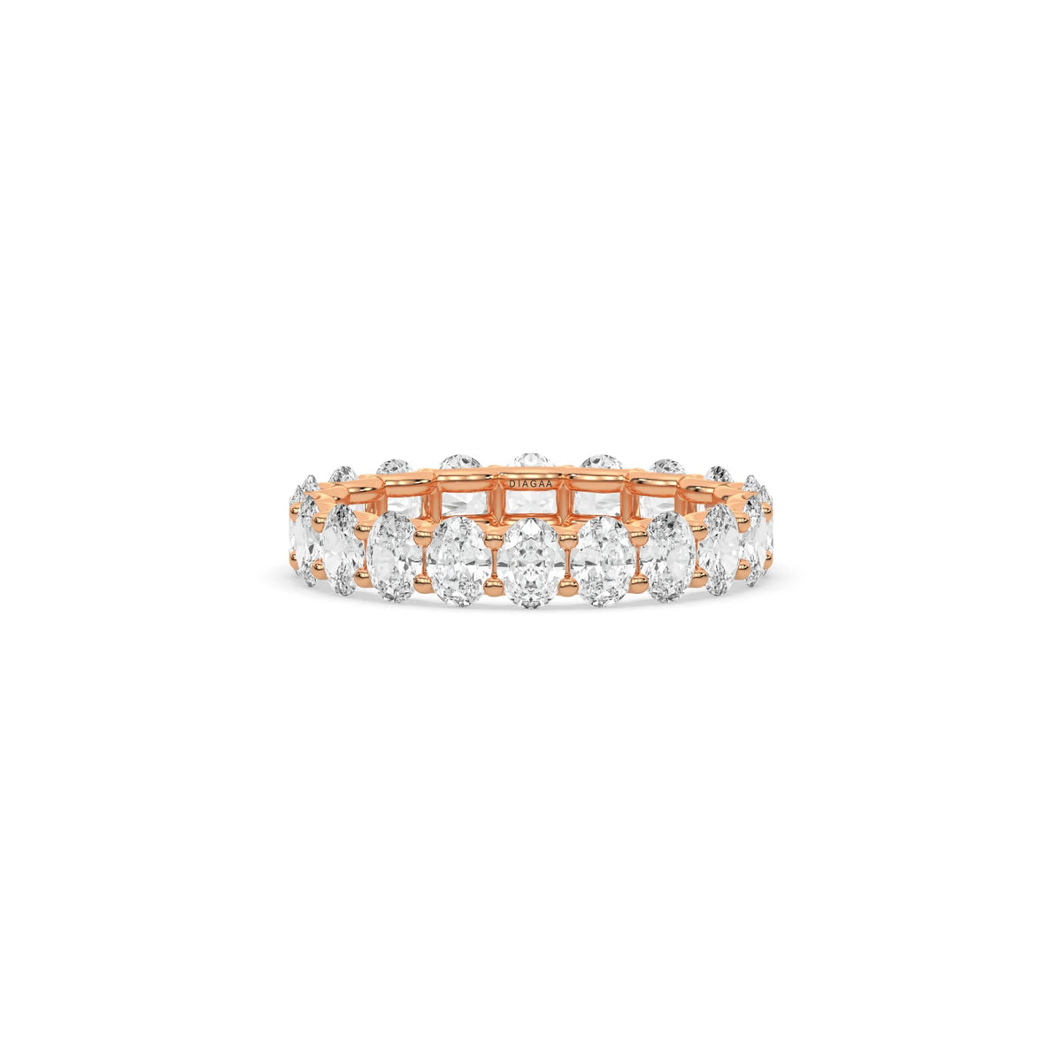 14K Rose Gold Oval Diamond Prong Setting Full Eternity Ring