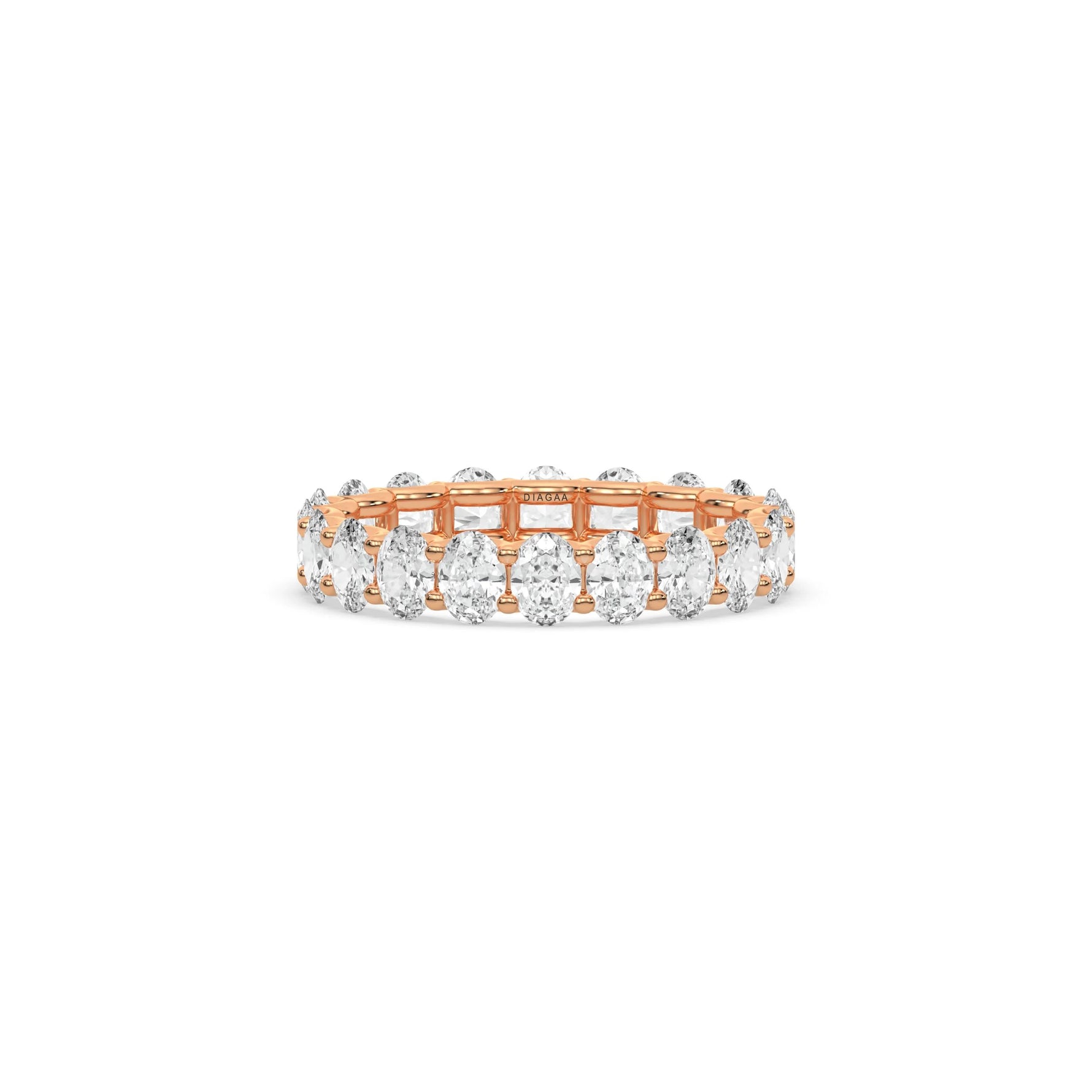 14K Rose Gold Oval Diamond Prong Setting Full Eternity Ring