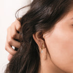 Oval Prong Set Hoops Gold Earring 