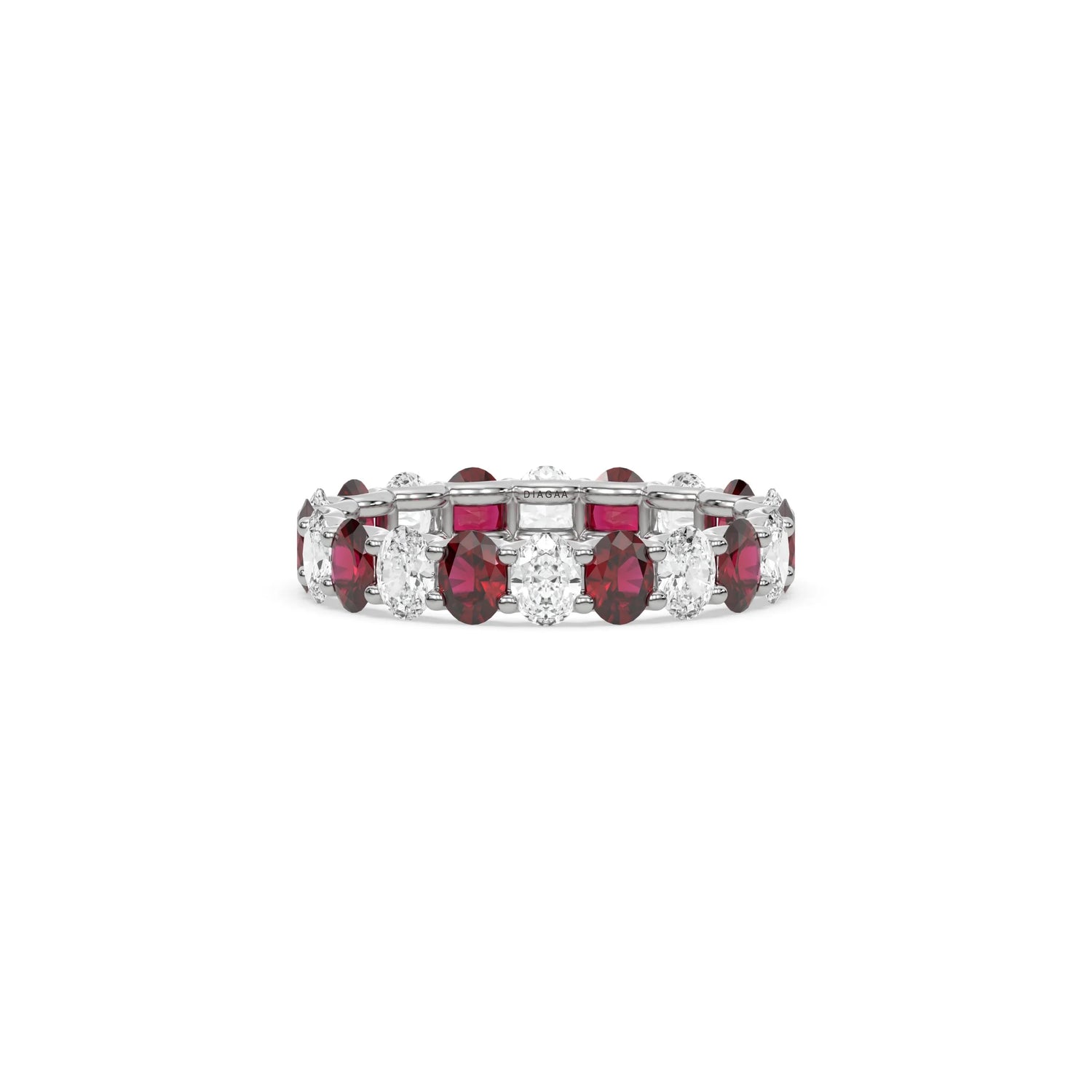 18K White Gold Oval Ruby Full Eternity Ring
