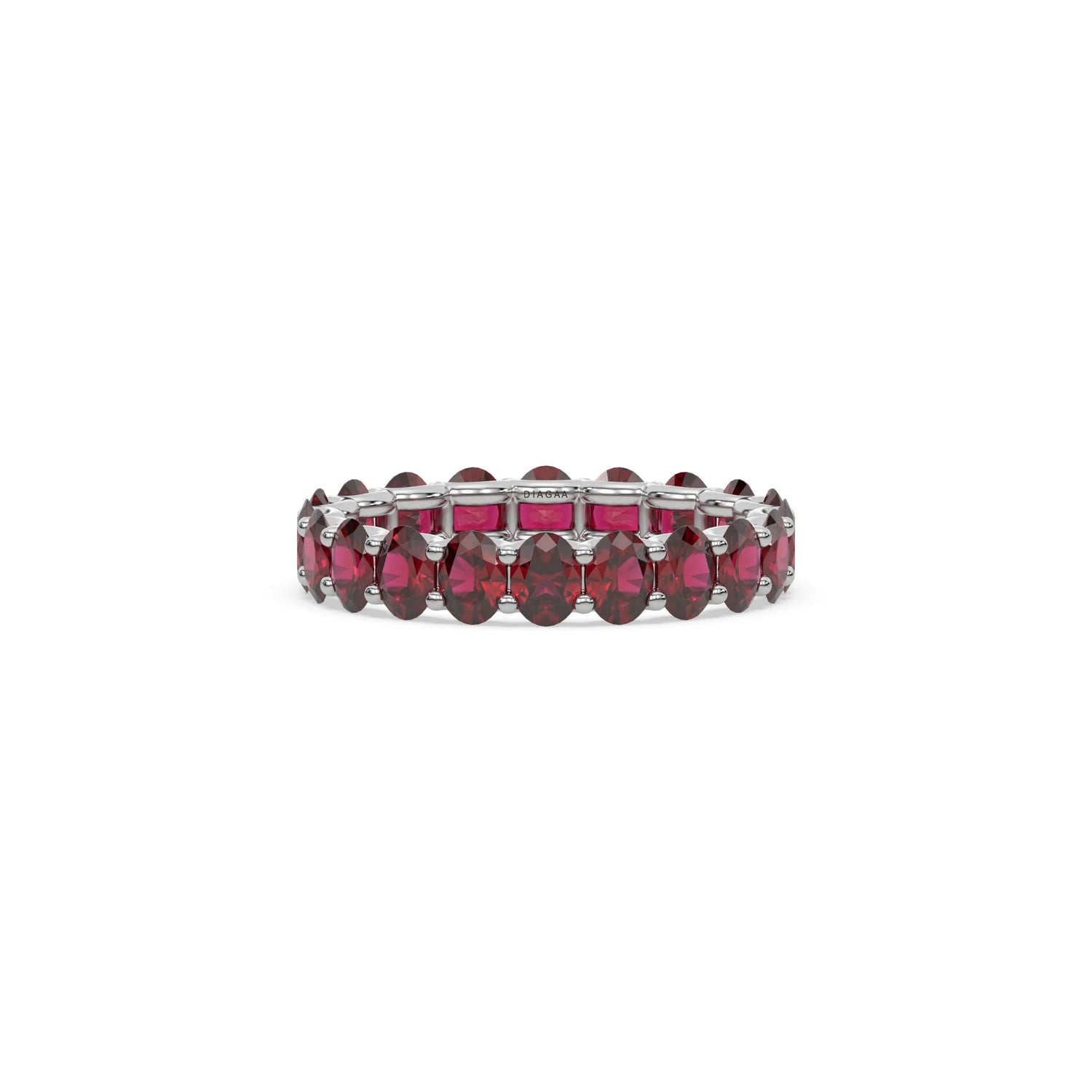 18K White Gold Oval Gemstone Eternity Ring