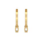 This yellow gold Dangling Oval Diamond Hoop Earrings handmade with round brilliant-cut diamonds in prong setting and an oval solitaire hanging at the bottom in back view