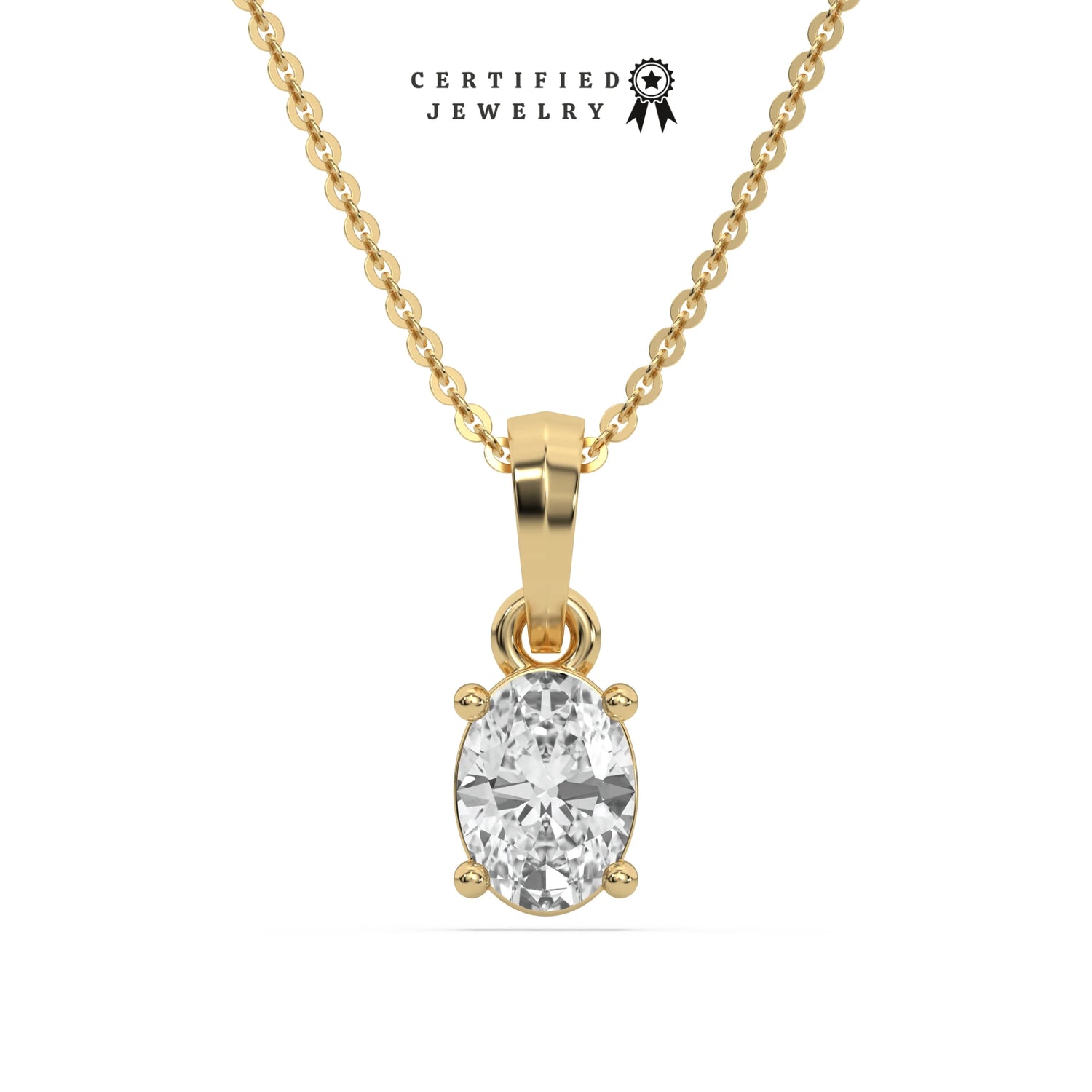 3 CT Lab Diamond Oval Solitaire Necklace