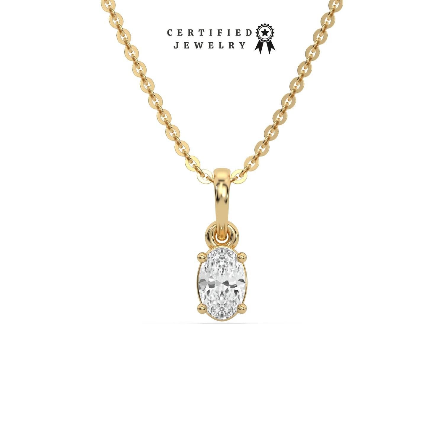 1 CT Lab Diamond Small Oval Solitaire Necklace