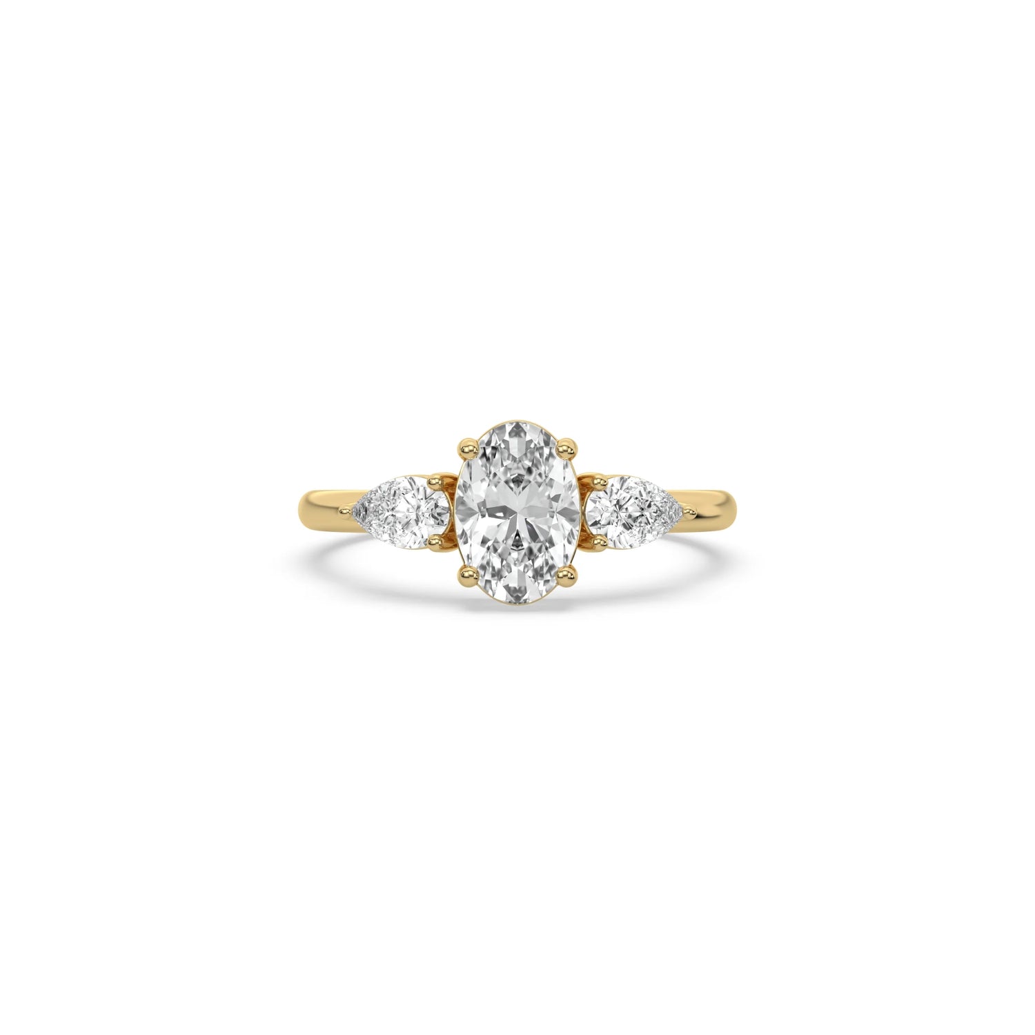 Lab Grown 3 Stone Oval Diamond Engagement Ring