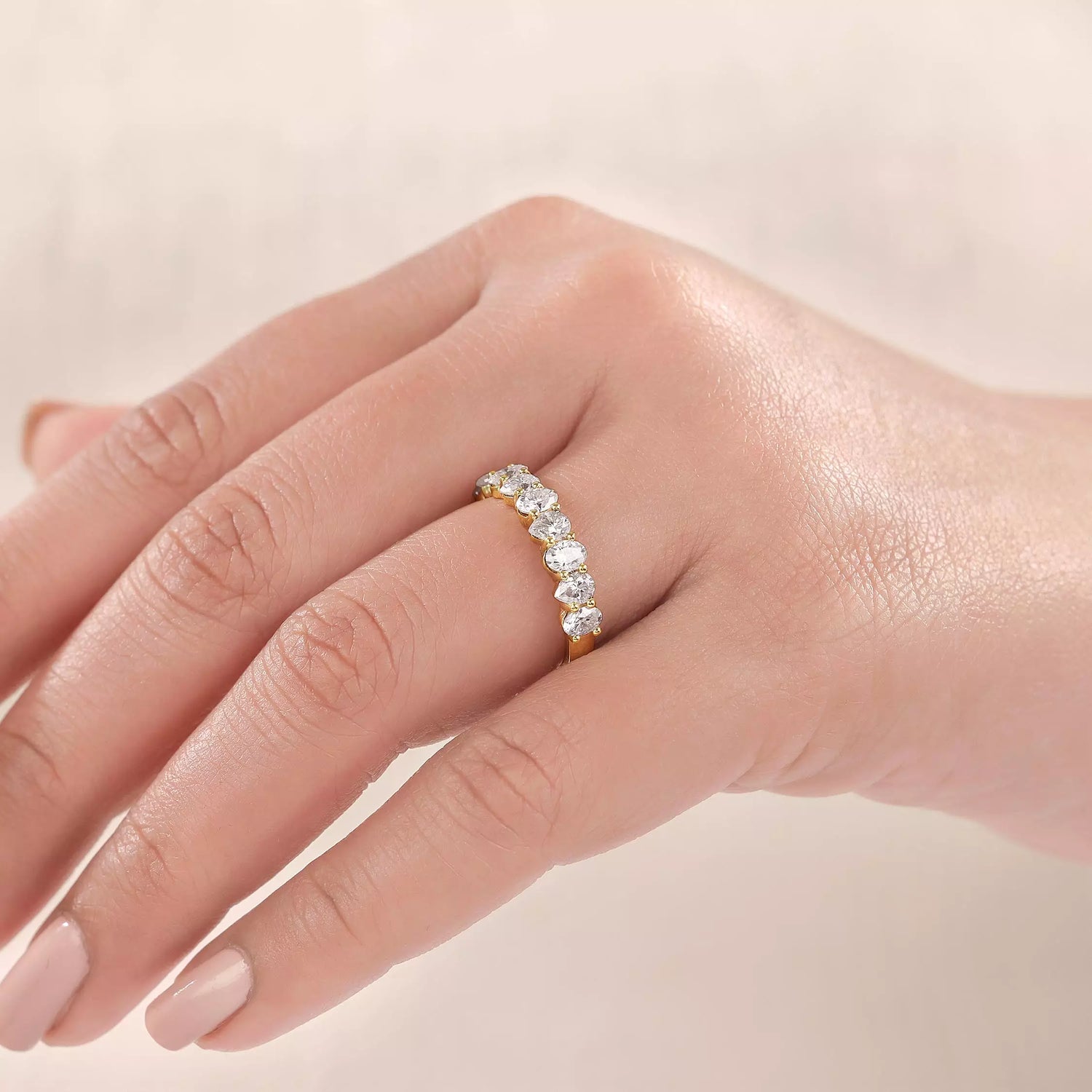 Pear And Oval Lab Grown Diamond Eternity Ring