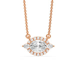 18K Rose Gold Oval and Pear Diamond Cluster Pendant