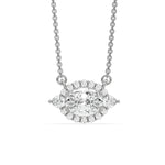 18K White  Gold Oval and Pear Diamond Cluster Pendant