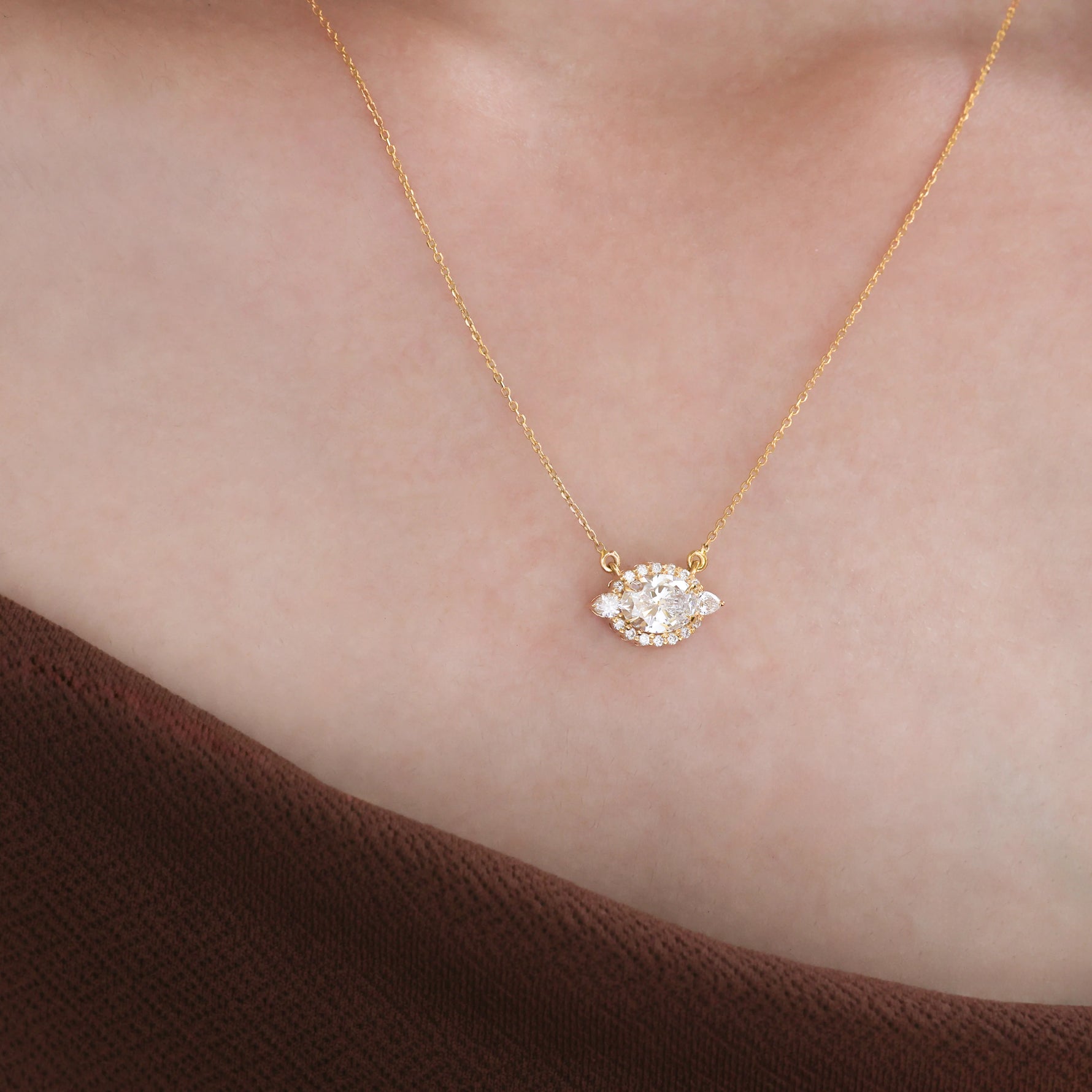 Oval Diamond Women Necklace