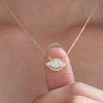 Pear And Round Cut Diamond Cluster Necklace