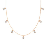 14K Rose Gold Five Oval Diamond Dangling Necklace