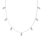14K White Gold Five Oval Diamond Dangling Necklace