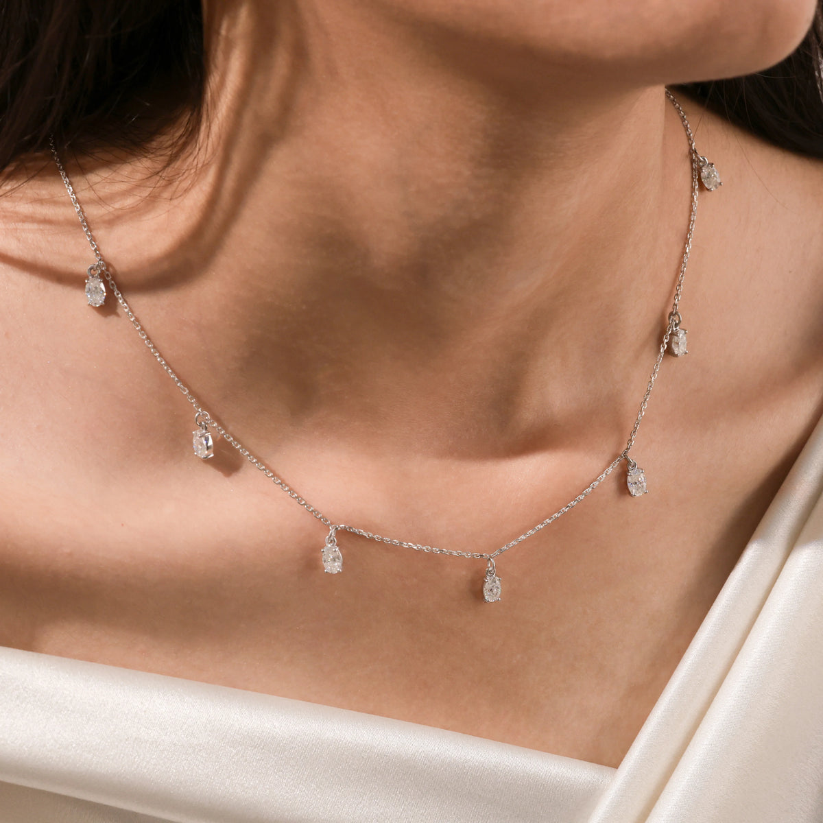 Oval Cut Diamond Necklace