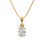 18K Yellow Gold 2 CT Oval Solitaire Diamond Necklace
