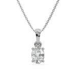 14K White Gold 1 CT Oval Solitaire Diamond Necklace