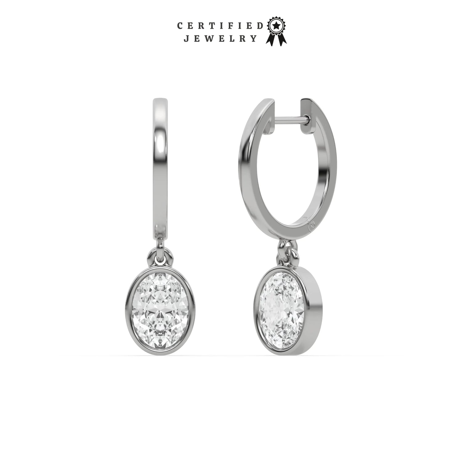 0.20 CT Men Natural Diamond Oval Dangling Hoop Earrings