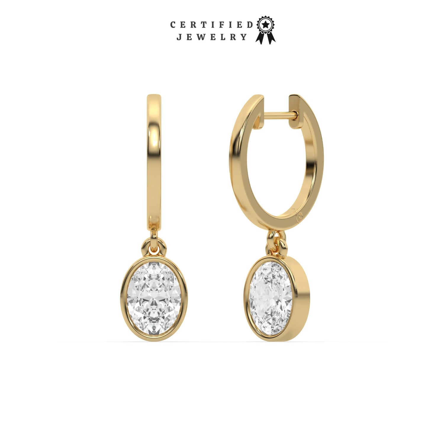 0.20 CT Lab Diamond Oval Dangling Hoop Earrings