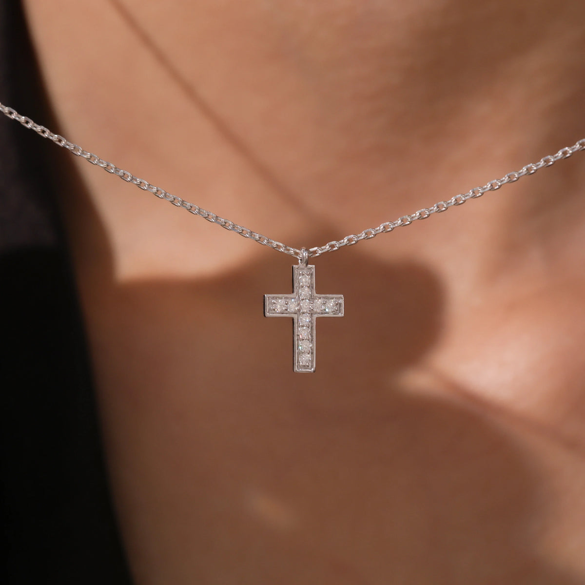Mini Cross Diamond Necklace