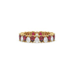 18K Yellow Gold Pear Diamond and Ruby Gemstone Eternity Ring