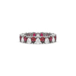 18K White Gold Pear Diamond and Ruby Gemstone Eternity Ring