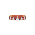 14K Rose Gold Pear Diamond and Ruby Gemstone Eternity Ring
