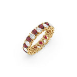 14K Yellow Gold Pear Diamond and Ruby Gemstone Eternity Ring