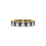 14K Yellow Gold Pear Diamond and Sapphire Gemstone Eternity Ring