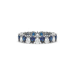 18K White Gold Pear Diamond and Sapphire Gemstone Eternity Ring