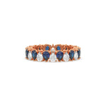 18K Rose Gold Pear Diamond and Sapphire Gemstone Eternity Ring