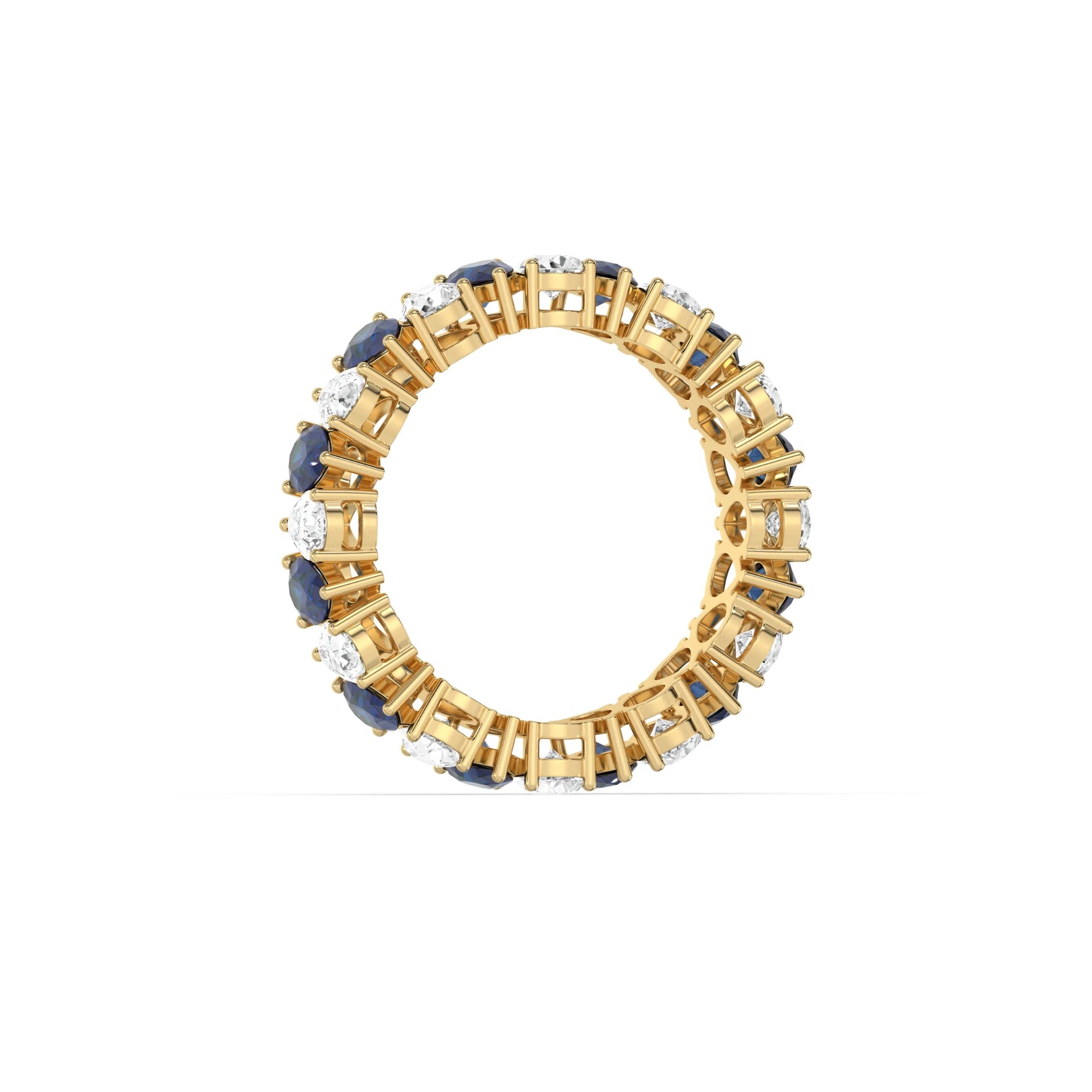 18K Pear Diamond and Sapphire Gemstone Eternity Ring