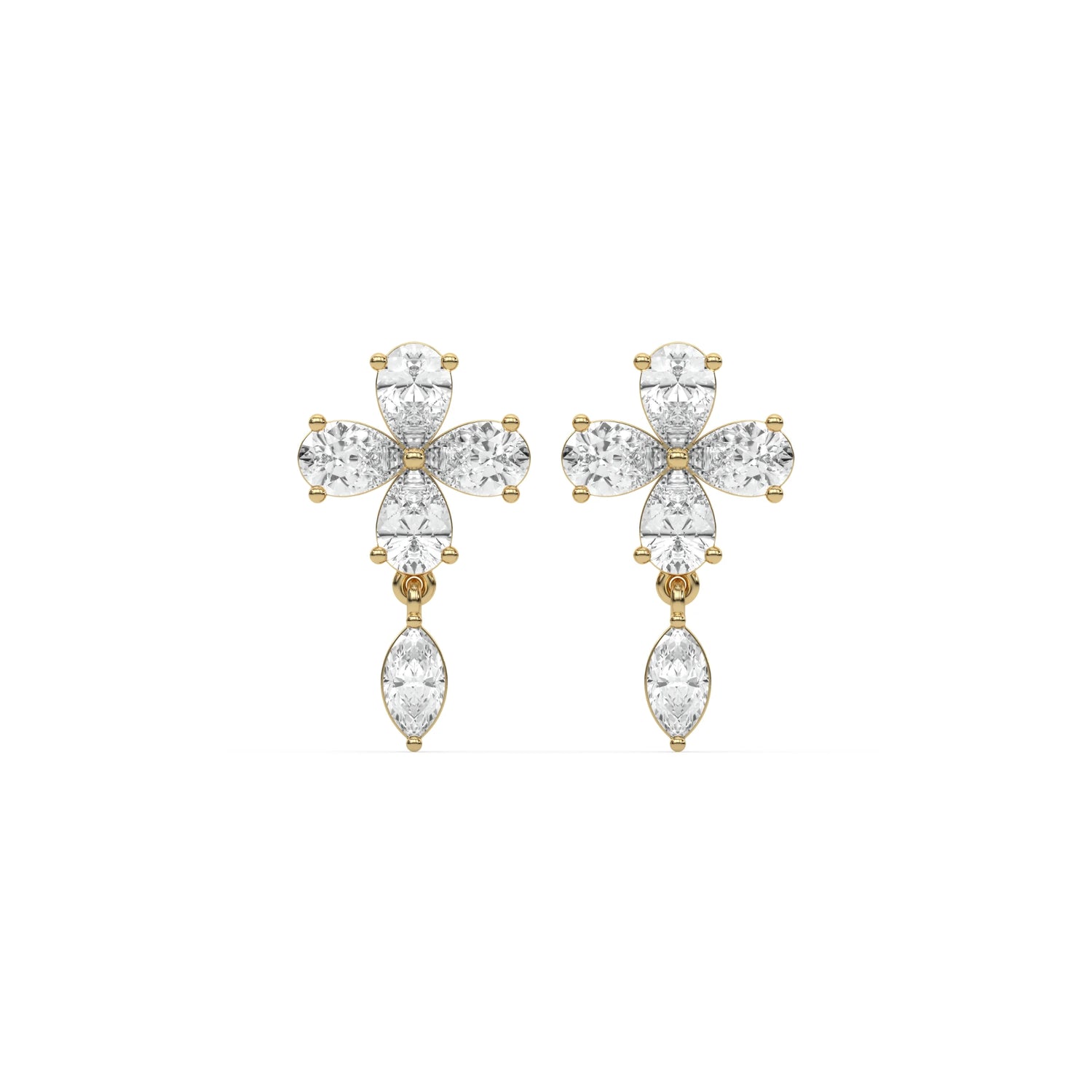 Lab Grown Diamond Pear Flower Drop Earrings
