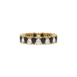18K Yellow Gold Pear Black and White Diamond Eternity Ring