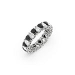 14K White Gold Pear Black and White Diamond Eternity Ring