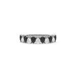 18K White Gold Pear Black and White Diamond Half Eternity Ring 