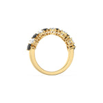 14K Yellow Gold Pear Black and White Diamond Eternity Ring 