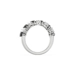 10K White Gold Pear Black and White Diamond Eternity Ring 