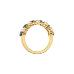 10K Yellow Gold Pear Emerald Gemstone and Diamond Eternity Ring 