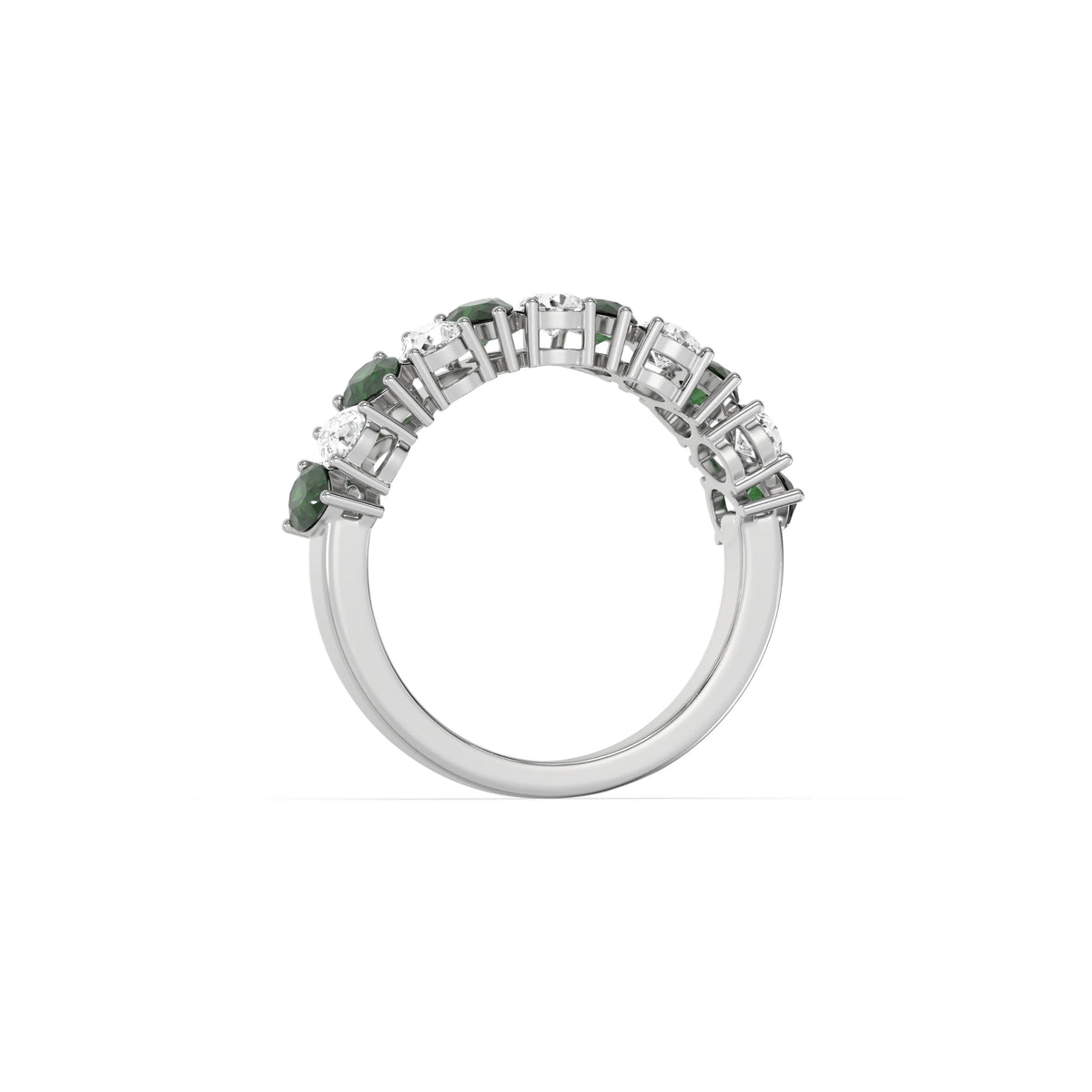 18K Pear Emerald Gemstone and Diamond Eternity Ring 