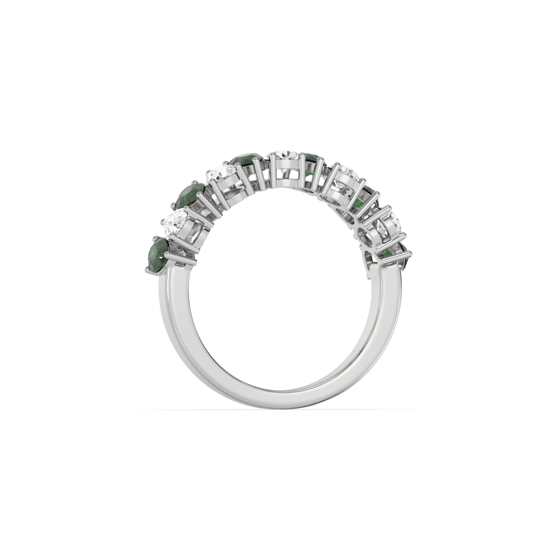 18K Pear Emerald Gemstone and Diamond Eternity Ring 