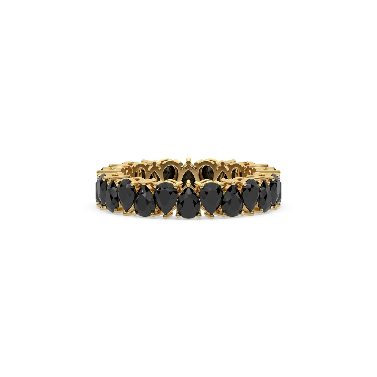 18K Yellow Gold Pear Black Diamond Eternity Ring