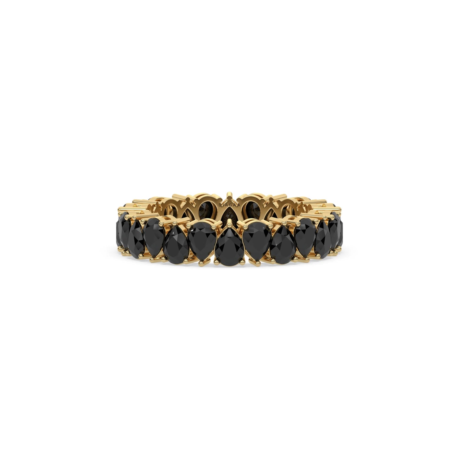 18K Yellow Gold Pear Black Diamond Eternity Ring