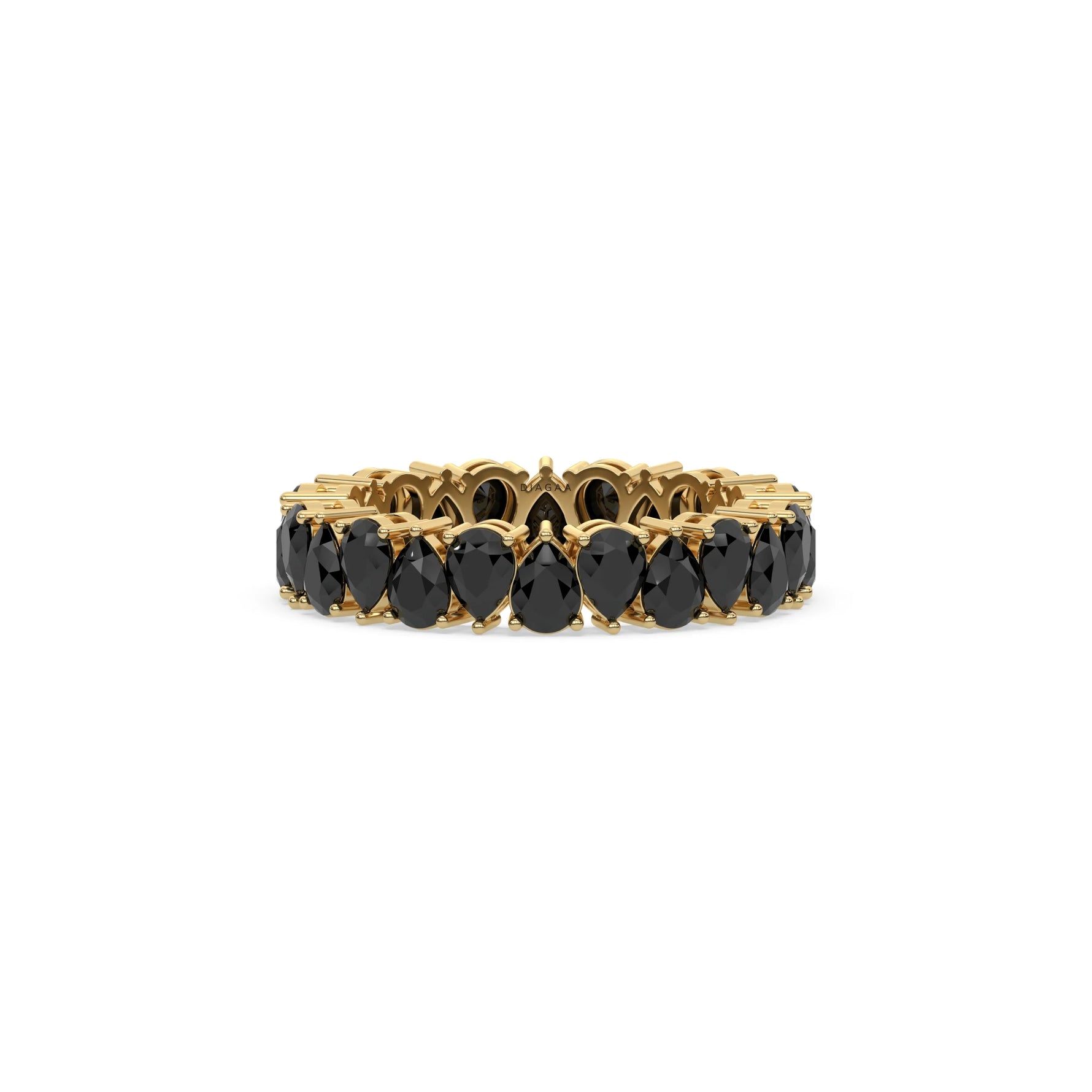 18K Yellow Gold Pear Black Diamond Eternity Ring