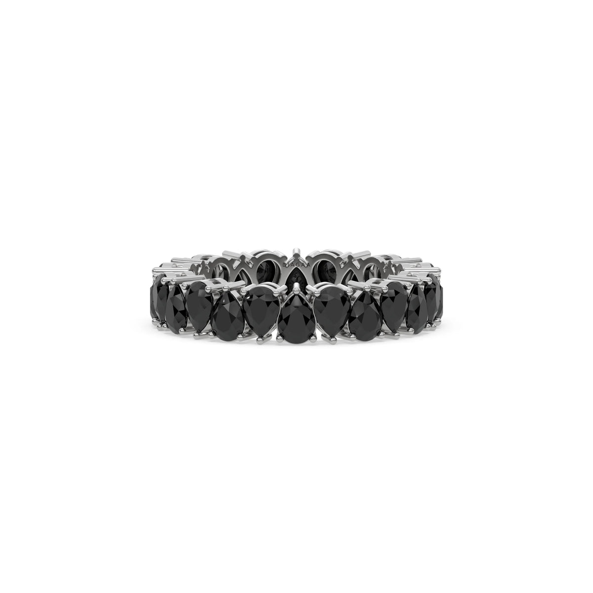 18K White Gold Pear Black Diamond Eternity Ring